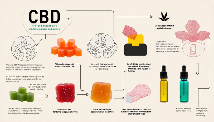 Conceptual diagram showing the synergy between CBD gummies and vaping