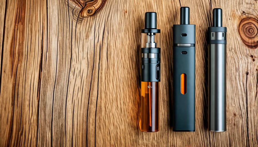 CBD vape device alongside various CBD cartridges